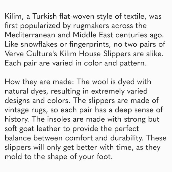 Verve Culture Moroccan Kilim Wool Slippers Blue, Cream, Maroon, Size Medium - Picture 9 of 10